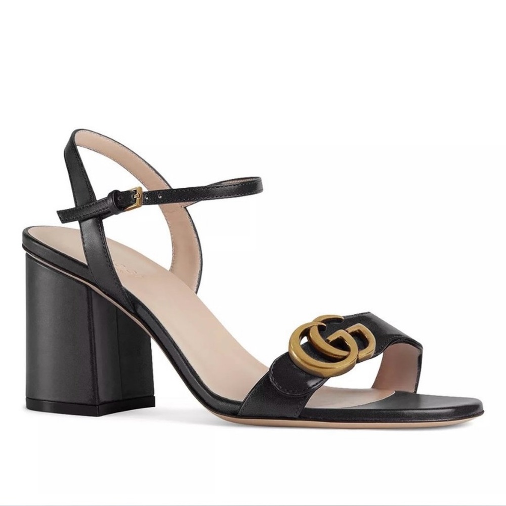 Gucci Black Sandals with Gold Accent